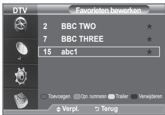 DTV 2 BBC TWO ★ 7 BBC THREE ★ 15 abc1 ★ Toewoegen Opn. nummeren Trailer Verwijderen Verpl. Terug