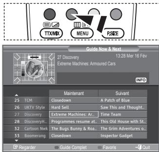 TTXMIX MENU PSIZE Guide Now & Next 27 Discovery Extreme Machines: Armoured Cars 13.28 Mer 16 Fév INFO Maintenant Suvant 25 TCM Closedown A Patch of Blue 26 UKTV Style Hard Sell Saw This and Thought... 27 Discovery Extreme Machines: Ar... Time Team 28 Discovery... Programmes resume at... This Old House with St... 32 Cartoon Nwk The Bugs Bunny & Roa... The Grim Adventures o... 33 Boomerang Closedown Inspector Gadget Registrar Guide Complet Favors Quit