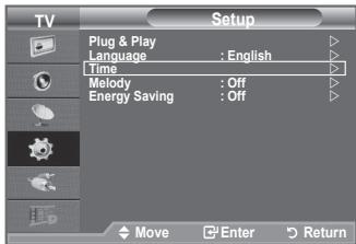 Setup Plug & Play Language : English Time Melody : Off Energy Saving : Off Move Enter Return