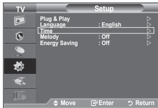 Setup Plug & Play Language : English Time Melody : Off Energy Saving : Off Move Enter Return
