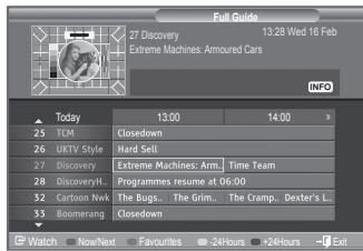 Full Guide 27 Discovery Extreme Machines: Armoured Cars 13:28 Wed 16 Feb INFO Today 13:00 14:00 TCM Closedown UKTV Style Hard Sett Discovery Extreme Machines: Arm Time Team 27 Discovery..._Programmes resume at 06:00 Cartoon Nwk:The Bugs...The Grim...The Cramp...Dexter's L... Boomerang Closedown Watch Now/Next Favourites -24Hours +24Hours -Exit