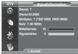 DTV Signalinformation Dienst: ? Dienst-ID:0000 Multiplex: ? (TSID 0000, ONID 0000) Netz: ? (ID 0000) Bitfehlerrate: 10 Signalstärke: 0 Zurück