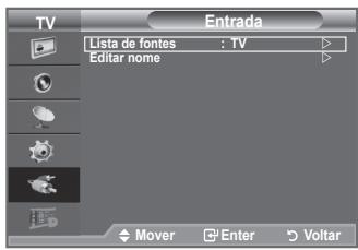 TV Lista de fontes : TV Editar nome Mover Enter Voltar