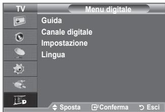 TV Menu digitale Guida Canale digitale Impostazione Lingua Sposta Conferma Esci