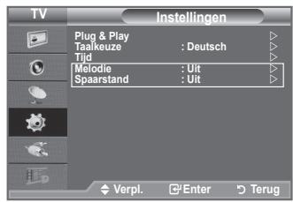 TV Plug & Play Taalkeuze : Deutsch Tijd Melodie : Uit Spaarstand : Uit Verpl. Enter Terug