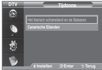 DTV Tijdzone Het Iberisch schiereiland en de Baalearen Canarische Eilanden ◆ Instellen □ Enter ▶ Terug