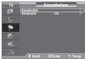 TV Kanaalbeheer Kanalenlijst Kinderslot : Ult Verpl. Enter Terug
