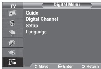 TV Guide Digital Channel Setup Language Move Enter Return