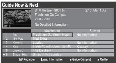 Guide Now & Next DTV Hertzien 900 f tn 2:10 Mar 1 Jui Freshmen On Campus 2:00 - 2:30 No Detailed Information Maintenance Suivant 1 f In Freshmen O Street Hypn No Information 2 ITV Play Mint Extra Kerrangl Loaded No Information 4 Kiss Fresh 40 with Dynamite MC Kostory 5 oword The Distillery No Information 6 Smash Haiti Smarts Web Sunday Regarder Information Guide Complet Quitter
