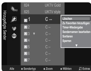 UKTV Gold UKTV style Löschenv Zu Fövetiven hinzufügen Timer-Wiedergabe Sendernamen bearbeiten Sortieren Sperren Alle Søndertyp Zoom Wählen Extras