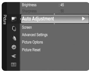 Brightness : 45 Sharpness : 50 Auto Adjustment Screen Advanced Settings Picture Options Picture Reset