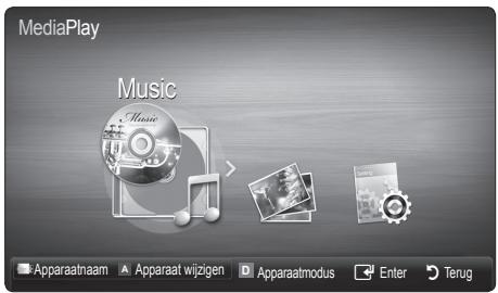 MediaPlay Music Apparaatnaam Apparaat wijzigen Apparaatmodus Enter Terug