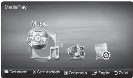 MediaPlay Music Gerätename Gerät wechseln Gerätemodus Eingabe Zurück