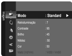 Modo : Standard Retroiluminação : 7 Contraste : 95 Briho : 45 Nilidez : 50 Cor : 50 Matiz (Vd/Vm) : Vd50 / Vm50