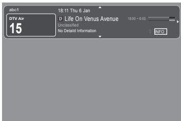 abc1 DTV Air 15 18:11 Thu 6 Jan D Life On Venus Avenue 18:00 - 6:00 Unclassified No Detail Information NFC