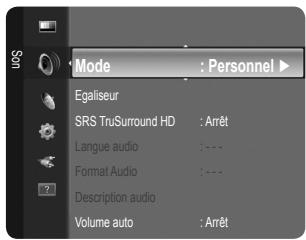 SAMSUNG LE32B350F1W - ☐ Format Audio → MPEG / Dolby Digital (chaînes numériques uniquement) - 1