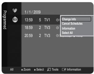 SAMSUNG LE32B350F1W - Channel List Option Menu (in Programmed) - 1