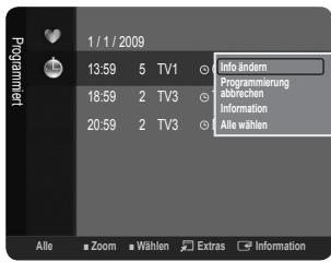 SAMSUNG LE32B350F1W - Optionsmenü für Kanallisten (Vorgemerkte) - 1