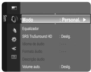 SAMSUNG LE32B350F1W - Configurar o menu Som - 1
