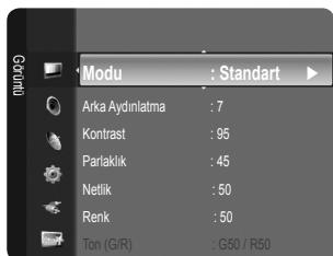 Modu : Standart Arka Aydinlatma : 7 Kontrast : 95 Parlaklik : 45 Netlik : 50 Renk : 50 Ton (G/R) : G50 / R50
