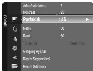 Modu : Standart Arka Aydinlatma : 7 Kontrast : 95 Parlaklik : 45 Netlik : 50 Renk : 50 Ton (G/R) : G50 / R50