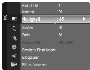 Modus : Standard Hinter.Licht : 7 Kontrast : 95 Helligkeit : 45 Schärfe : 50 Farbe : 50 Farbton (G/R) : G50 / R50