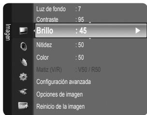 Modo : Estándar Luz de fondo : 7 Contraste : 95 Brillo : 45 Nitidez : 50 Color : 50 Matiz (V/R) : V50 / R50