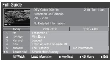 Full Guide DTV Cable 900 f tn 2:10 Tue 1 Jun Freshmen On Campus 2:00 - 2:30 No Detailed Information Today 2:00 - 3:00 3:00 - 4:00 1 f tn Freshmen O... 2 ITV Play Mint Extra 3 Kerrang! Loaded 4 Kiss Fresh 40 with Dynamite MC 5 oneword The Distillery 6 Smash Hit! Splash Hit! Sunday 6 Watch 100 Information Now/Next +24 Hours Exit