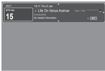 abc1 DTV Air 15 18:11 Thu 6 Jan D Life On Venus Avenue 18:00 - 6:00 Unclassified No Default information INFO