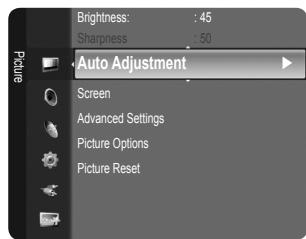 Brightness: : 45 Sharpness: : 50 Auto Adjustment Screen Advanced Settings Picture Options Picture Reset