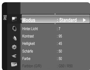 Modus : Standard Hinter Licht : 7 Kontrast : 95 Helligkeit : 45 Schäfe : 50 Farbe : 50 Farbton (G/R) : G50 / R50
