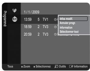 SAMSUNG LE32B460 - Menu d'options de la liste des chaînes (dans Programmé) - 1