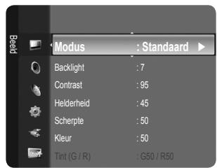 Kleur : 50 Tint (G / R) : G50 / R50 Geavanceerde instellingen Afbeeldingsopties Beeld resetten