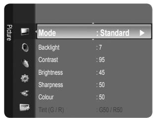 SAMSUNG LE32B530P7W - ☐ Backlight / Contrast / Brightness / Sharpness / Colour / Tint (G/R) - 1