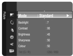 SAMSUNG LE32B530P7W - ☐ Backlight / Contrast / Brightness / Sharpness / Colour / Tint (G/R) - 1