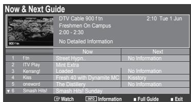 SAMSUNG LE32B530P7W - Using the Now & Next Guide / Full Guide - 1