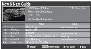 SAMSUNG LE32B551A6W - Using the Now & Next Guide / Full Guide - 1