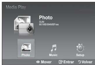 SAMSUNG LE32B551A6W - Utilización del botón del mando a distancia en el menú Media Play (USB) - 1