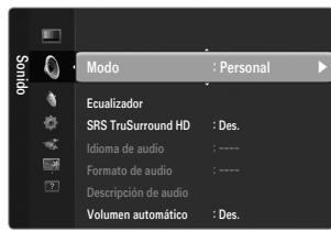 SAMSUNG LE32B551A6W - ☐ Modo → Estándar / Música / Película / Voz clara / Personal - 1