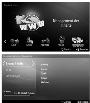 Grombest Library www Management der Inhalte Spiel Kinder Wellness Andere Zurück →/→ Benden Eigene Inhalte USB Einstellungen 1/1 Galerie Kochen Spiel Kinder Wellness TV Memory 17.16 GB/180.00MB Verfügbar Zurück →/→ Benden