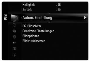 Helligkeit : 45 Scharle : 50 Autom. Einstellung PC-Bildschirm Erweiterte Einstellungen Bildoptionen Bild zurücksetzen