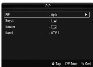 PIP PIP : Açık Boyut : Konum : Kanal : ATV 4 Tagi Enter Geri