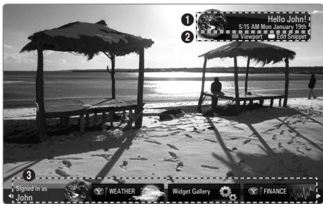 Hello John! 5:15 AM Mon January 19th Viewport Edit Snpges Signed in as John WEATHER Widget Gallery FINANCE