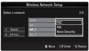 SAMSUNG LE32B650T2WXXC - Povezava z uporabo WPS-ja (zaščitena nastavitev omrežja Wi-Fi) - 3