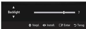 Backlight 7 Verpl. Instell. Enter Terug