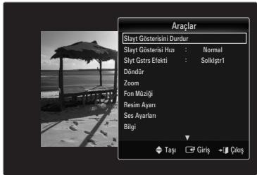 Araçlar Slayt Gösterisi Durdur Slayt Gösterisi Hza : Normal Sıty Gıstrs Efekti : Soikışer1 Döndür Zoom Fon Müziği Resim Ayarı Ses Ayarlan Bilgi Taşı Giris Çılış