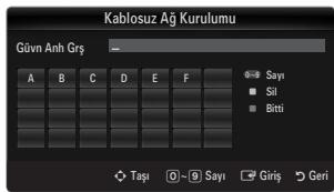 Kablosuz Ağ Kurulumu Güvn Anh Grş A B C D E F Sayı Sil Bitti Taşı D 9 Sayı Giriş Geri