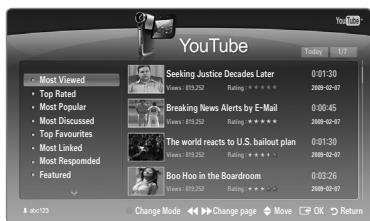 SAMSUNG LE32B652 - Using the YouTube Widget - 1