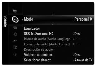SAMSUNG LE32B653T5P - Modo → Estándar / Música / Película / Voz clara / Personal - 1
