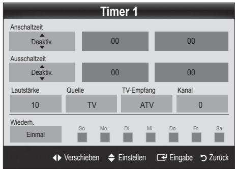 SAMSUNG LE32C450E1W - Einstellen des Ein- / Ausschalttimers - 1
